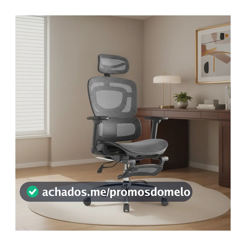 Cadeira De Escritório Ergonômica Mônaco Bt07 Laudo NR-17 Luvinco Malha Respirável Com Suporte Lombar Adaptável Apoio Para Pés Retrátil Encosto Ajustável Seis Posições Cor Preta Suporta 200kg