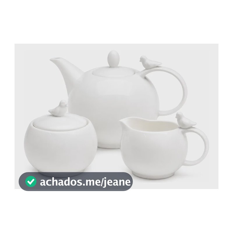 Kit Bule Açucareiro Leiteira Birds Porcelana Wolff Branco