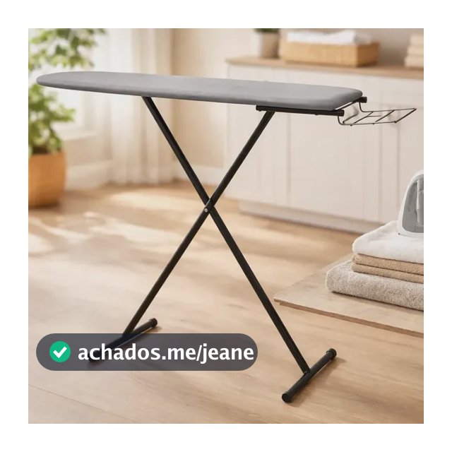 Tabua De Passar Roupa Reforçada Com Porta Ferro 3 Alturas Cor Preto Liso