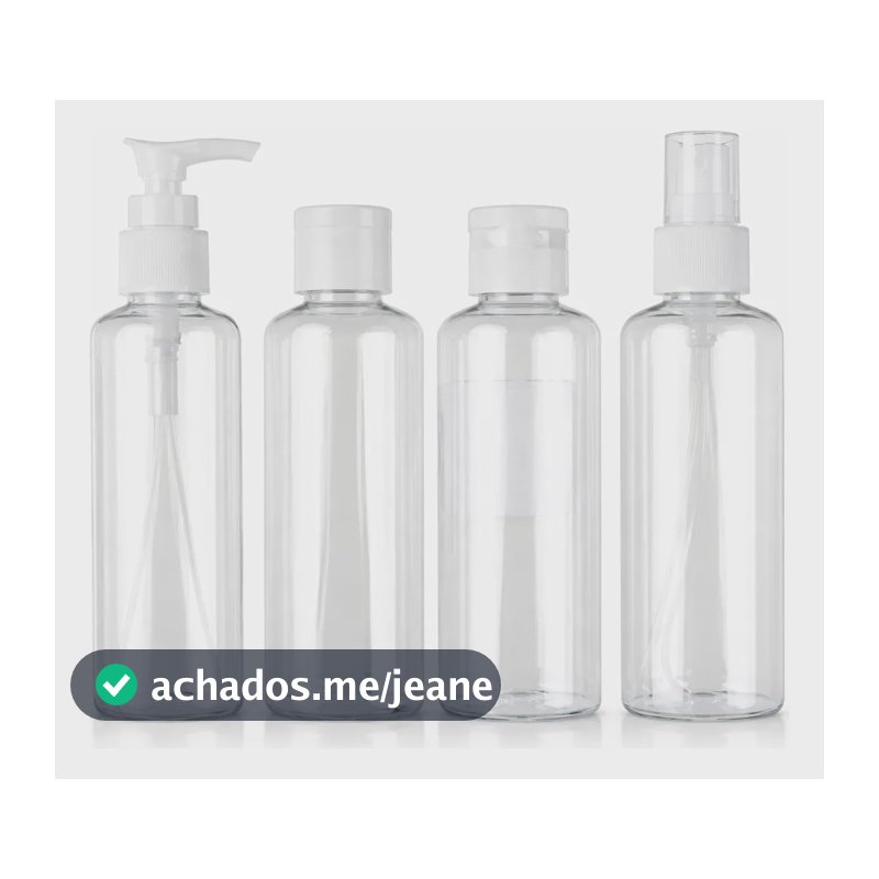 Kit Frascos De Viagem 100ml 4 Potes Porta Shampoo Perfume Transparente