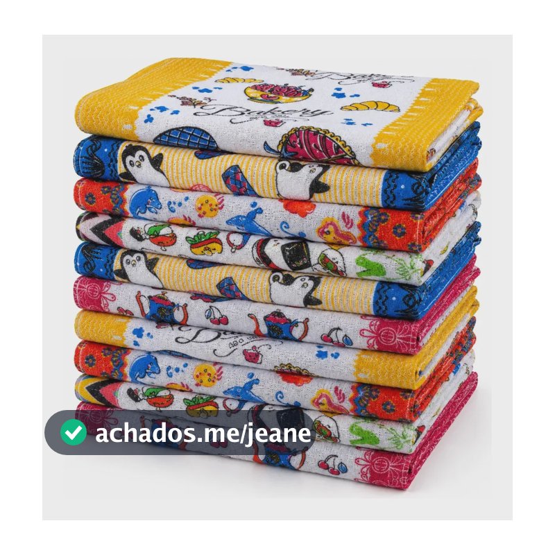 Kit 5 Panos de Prato Atoalhados Zoom Soft Algodão Multicolorido 40x60cm