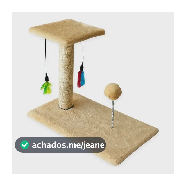 Arranhador Para Gatos Poste Duplo Brinquedo Interativo Cor Bege