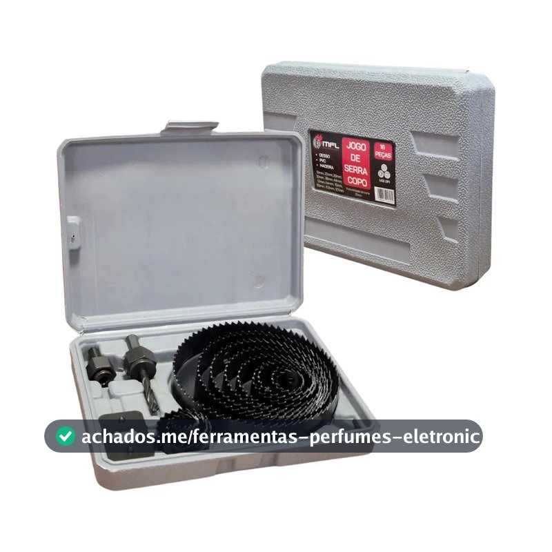 Jogo Com 16 Serra Copo Para Furar Madeira Gesso 19mm A 127mm