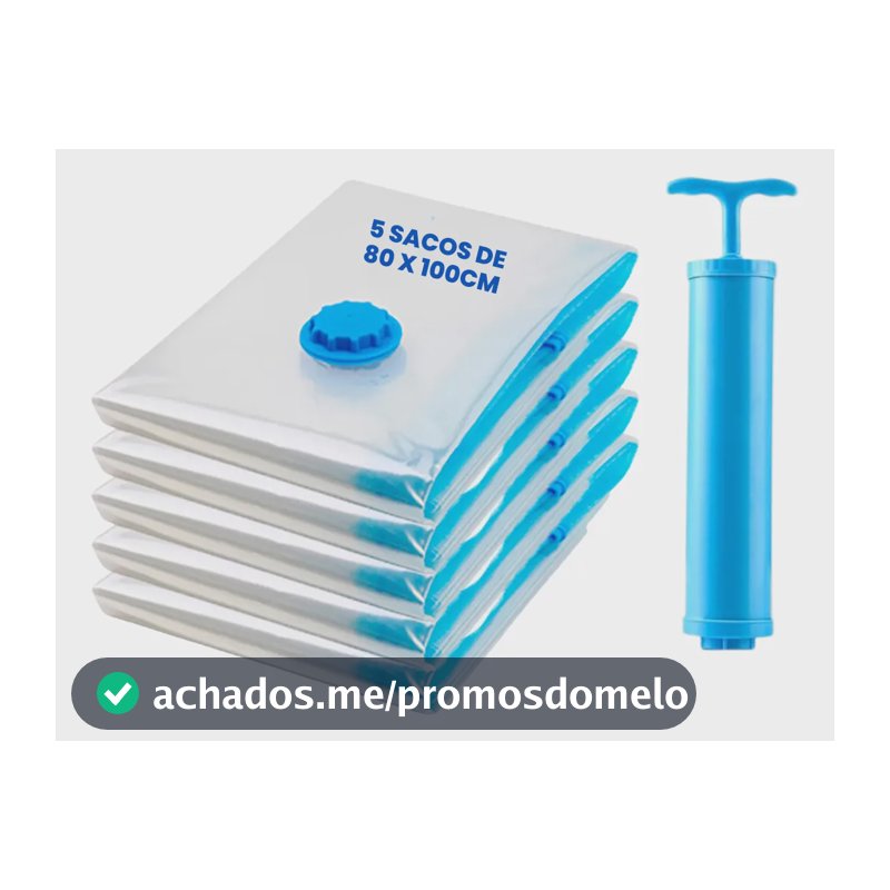 Saco A Vácuo 80x100 5un Edredom + Bomba Organizador Mala
