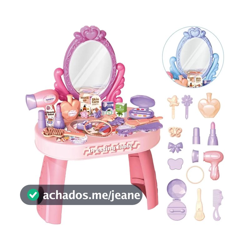 Penteadeira Infantil Menina Acessórios Princesa Maquiagem Cor Rosa