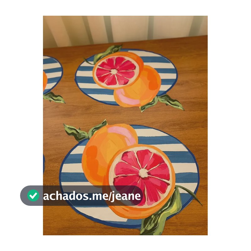 Kit 2 Jogo Americano Impermeável 3d Decoração Citrus Frutas Citrus Listrado Laranja