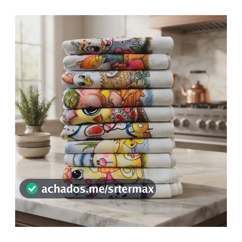Kit 10 Pano De Prato Estampado 100% Algodão