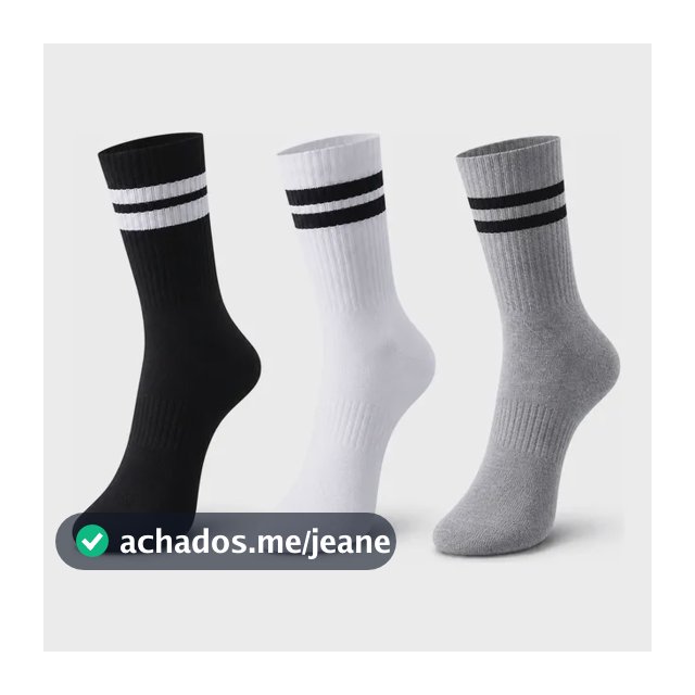 Kit 3 Pares De Meias Cano Alto Esportiva Academia Treino