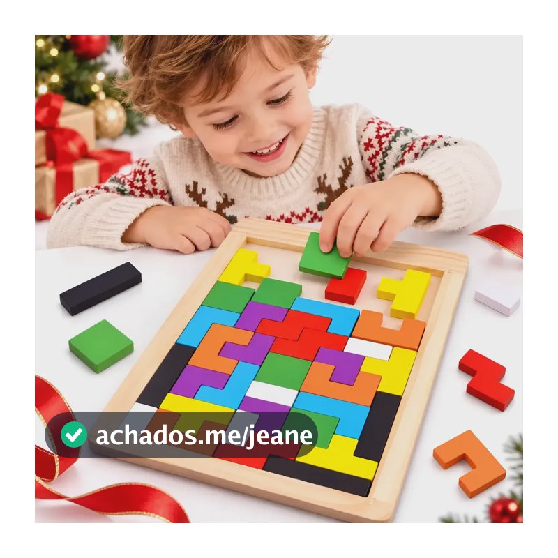 Tetris Quebra Cabeça Madeira Brinquedo Educativo 40 Peças