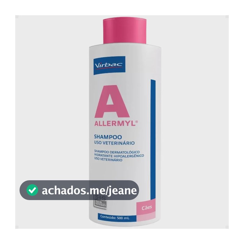 Allermyl Shampoo Dermatológico Hidratante Hipoalergênico Para Cães Neutro 500 Ml