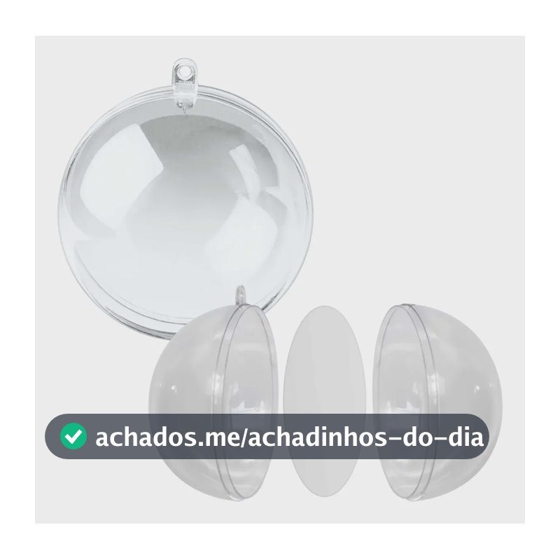 30 Bola De Natal Acrílico Com Divisória P/ Foto Personalizar Transparente Liso
