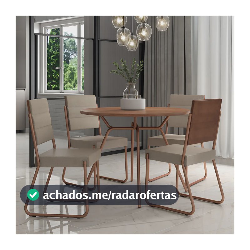 Conjunto Sala de Jantar 4 Cadeiras San Francisco Carraro Freijó com Rosê