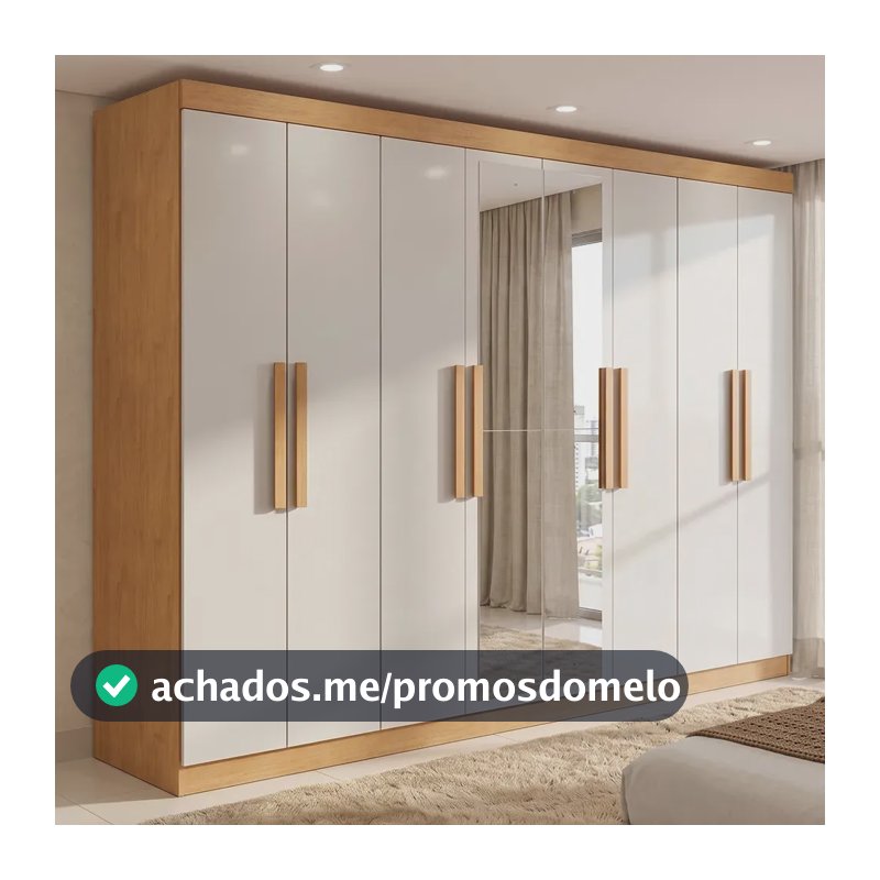Guarda-roupa Móveis Lopas Easy Slim 8 Portas com 2 Espelhos