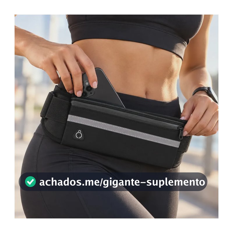 Pochete Corrida Slim Impermeável Porta Celular Para Treino Academia Caminhada Fitness Running Ajustável Estocasa Preta Doleira Viagem