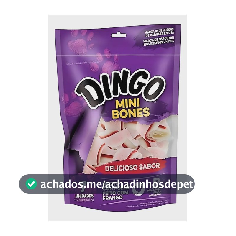 Osso Dingo Para Cães Original Mini Bones Com Frango - 7 Un