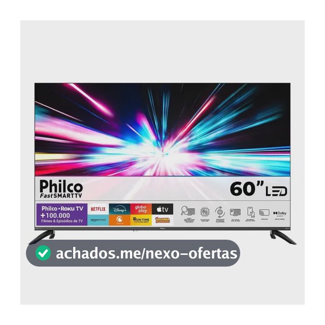 Smart TV Philco 60" P60VIK 4K UHD LED Roku Dolby Audio Wi-Fi HDR10