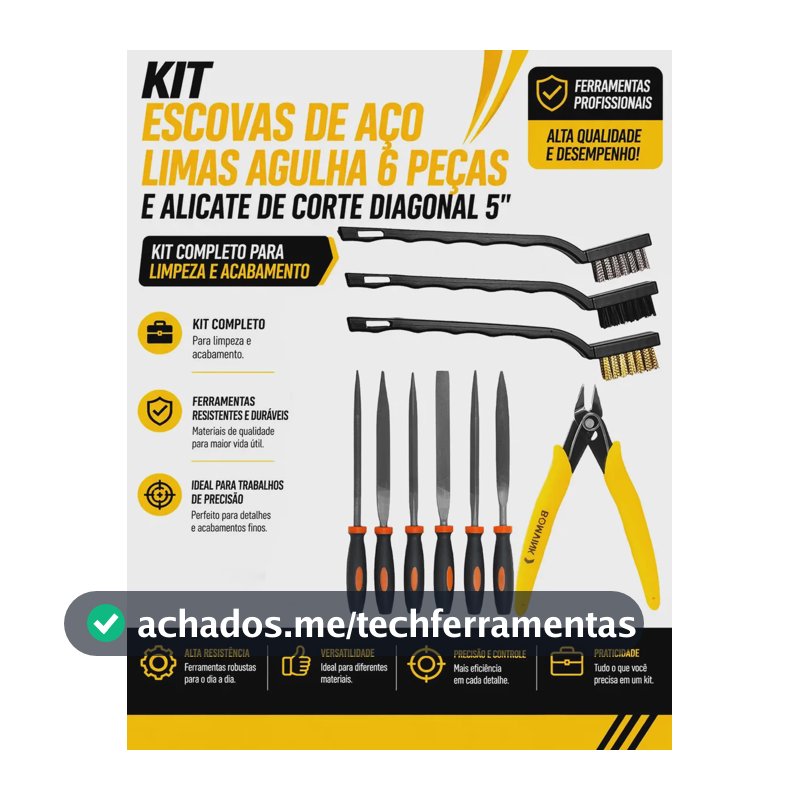 Kit de Acabamento para Impressão 3D e Modelismo com 10 Peças: Escovas, Limas Agulha e Alicate de Corte 5"