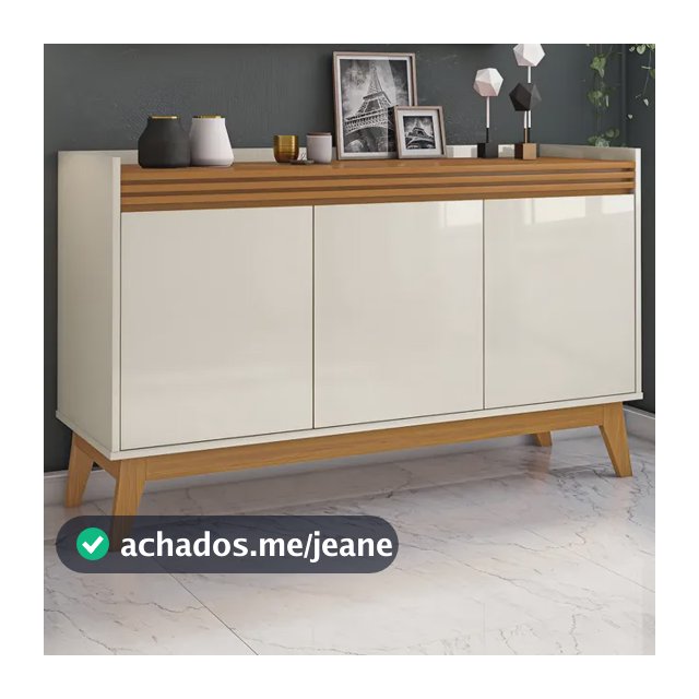 Buffet Aparador 3 Portas Ripado Astúrias 136cm Cor OFF WHITE/ CEDRO