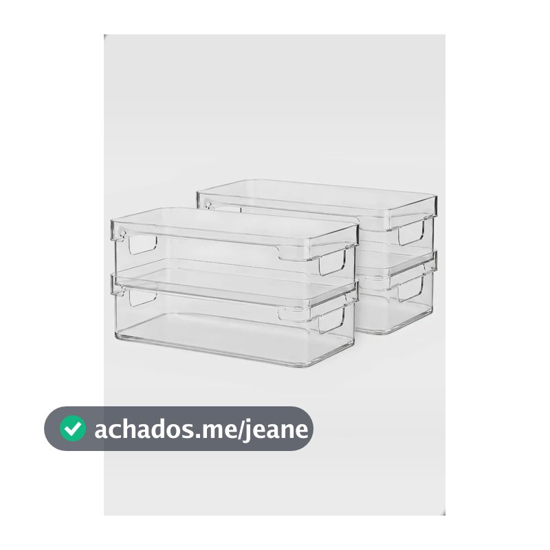 Kit 4 Organizador Geladeira Armario Casa Dispensa Multiuso Transparente