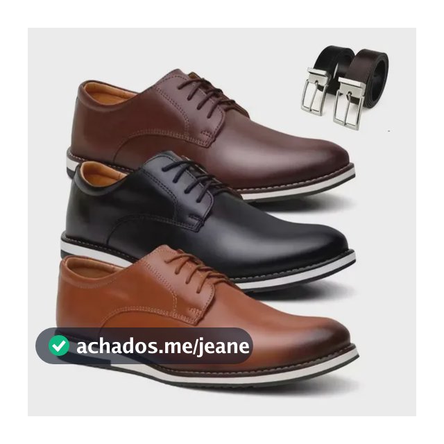 Kit 3 Pares De Sapato Masculino Oxford Derby + Cinto Duplo