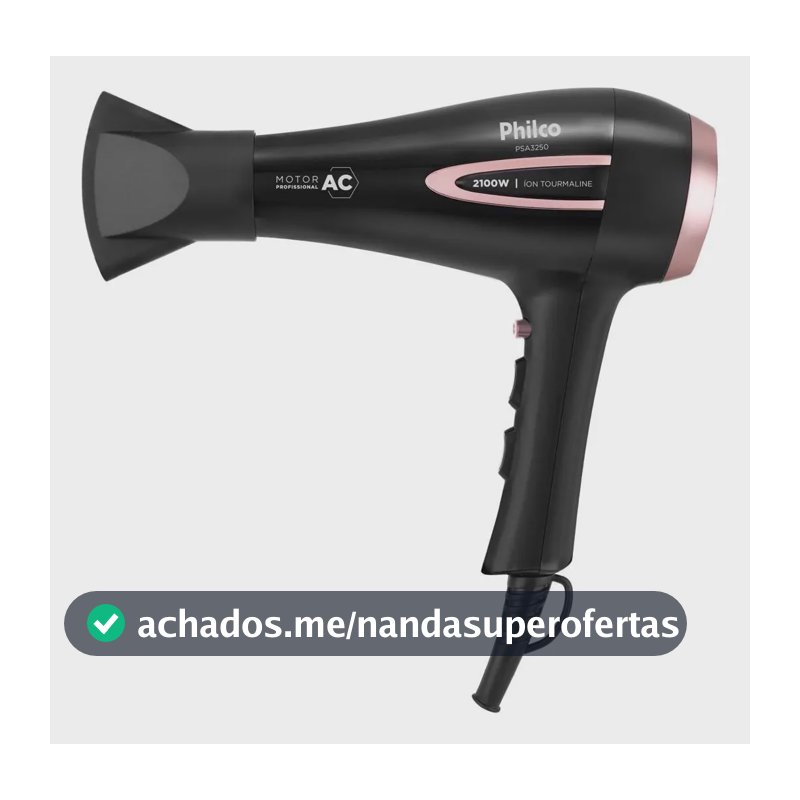Secador De Cabelos Philco Psa3250 Íons Tourmaline 2100w Cor Preto