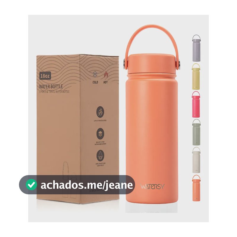 Garrafa Térmica Inox 532ml Parede Dupla Gelada 24h Com Alça Coral