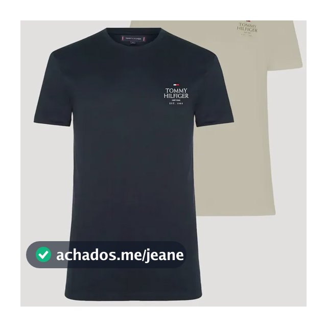 Kit Camisetas Tommy Hilfiger Brand Love Cáqui/azul Marinho Cáqui/azul Marinho L/g