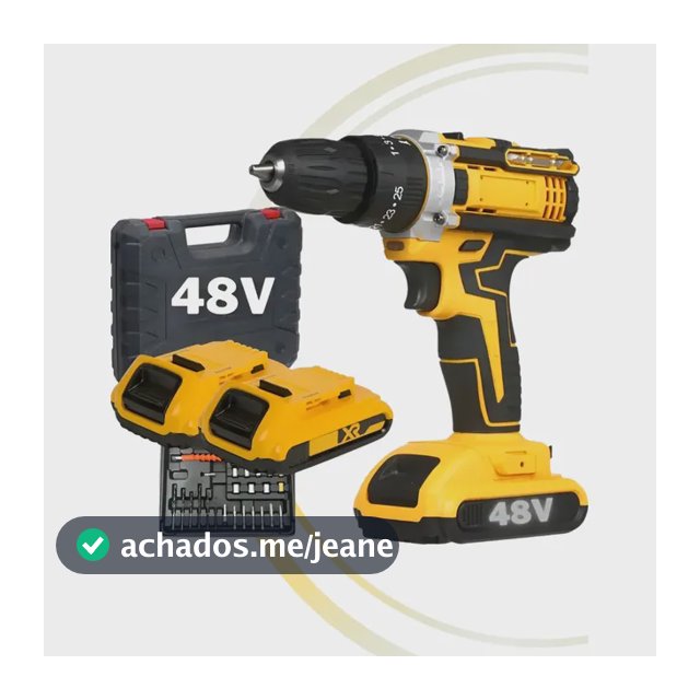 Parafusadeira Furadeira 48v Profissional 2 Baterias Sem Fio Amarelo 127/220v