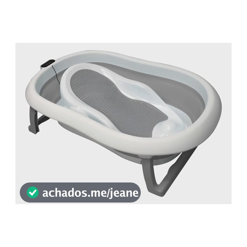 Banheira De Bebe Dobravel Premium Baby Termometro Digital Cinza