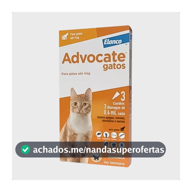 Antipulga Para Gatos Advocate Elanco Até 4kg 3 Pipetas