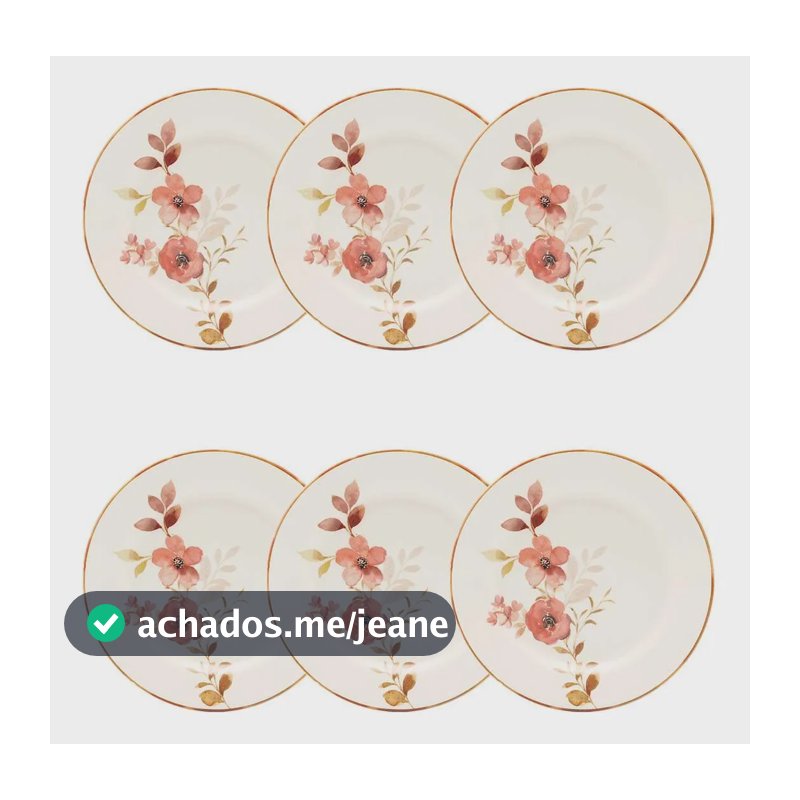Jogo De 6 Pratos Sobremesa 18 Cm Donna Chá Das 5
