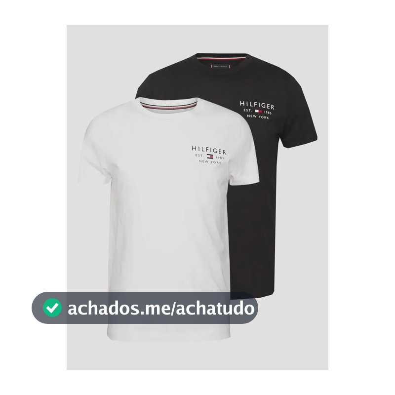 Kit Camisetas Tommy Hilfiger Brand Love Small Preta/braca Preta/branca S/p