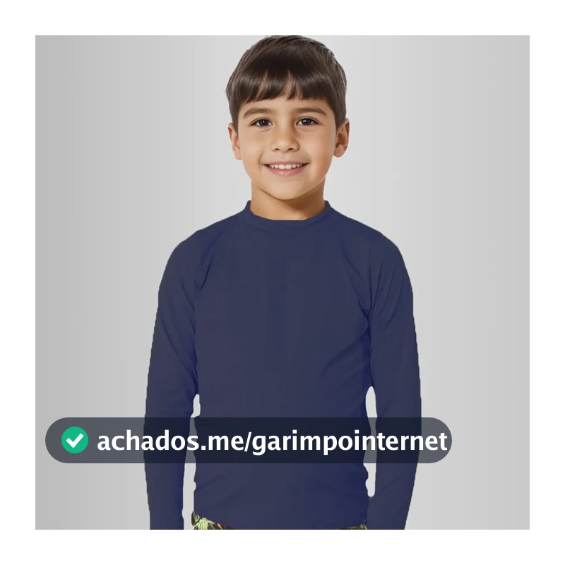 Camiseta Blusa Infantil Proteção Uv50 Solar Piscina Praia Cor Azul-marinho Tamanho 6