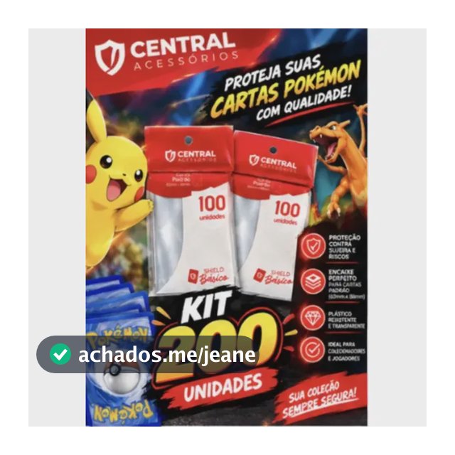Kit 200 Sleeves Central Transparente Shield Básico Magic Pokémon TCG 64x89mm