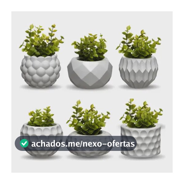 Kit 6 Vasos Decorativos C/ Planta Artificial Enfeite Casa Nf Branco