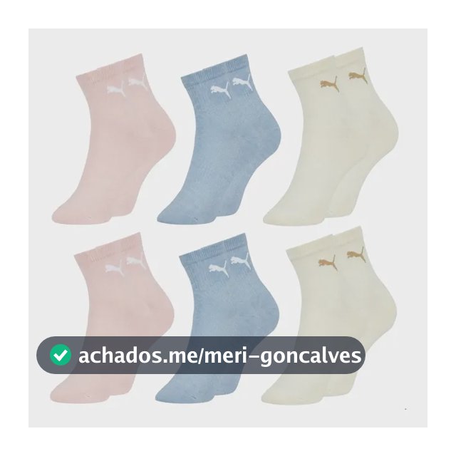 Kit 6 Pares Meia Puma Colors & Heart Cano Médio Feminino