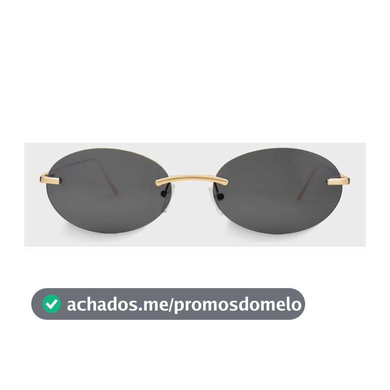 Óculos De Sol Oval Nina Lente Preta Uv400 Unissex Preto Dourado