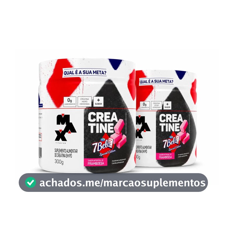 Creatina 7 Belo 300g Creatina Monohidratada Sabor Framboesa Kit 2 Força Energia Alta Performance Treino