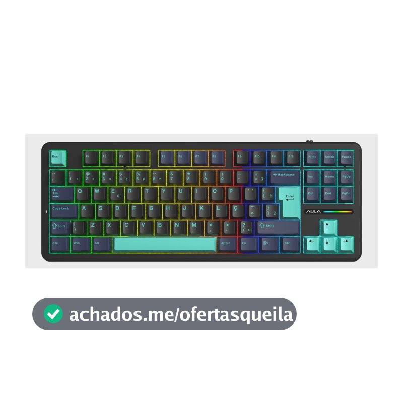 Teclado Mecânico Aula F87 Sem Fio Verde/preto Hotswap Abnt2 Verde/preto Português Brasil