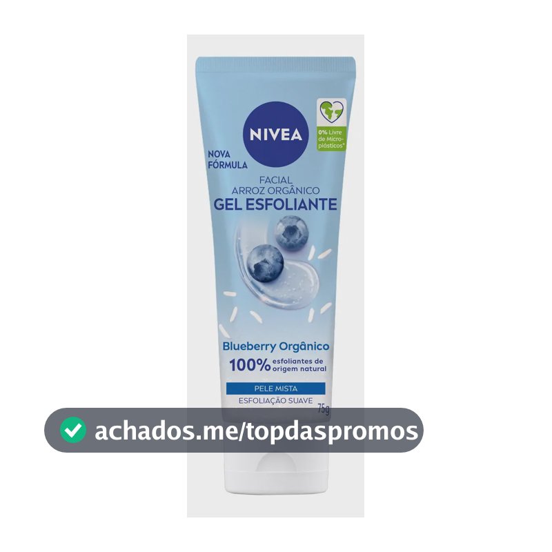 NIVEA Gel Esfoliante Facial Blueberry 75g, Limpeza Profunda, Renovação Celular, Esfoliante Natural, Pele Normal e Seca