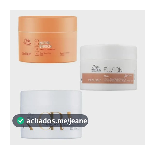 Kit Wella Máscaras: Fusion, Oil Reflections, Invigo Enrich