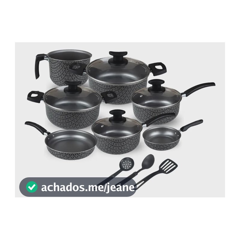Conjunto Panelas Antiaderente 10 Peças Teflon Cor Titanium