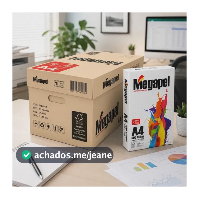 Caixa Papel A4 Sulfite Megapel 75g 5000 Folhas 10 Pacotes Branco