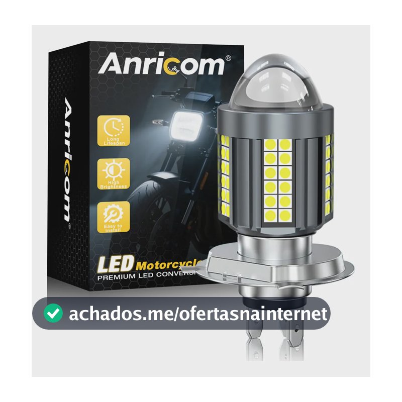 H4 Lâmpada Led Projetor Moto Farol Da 360° Motocicleta 6500k H4 Luz Branca + Luz Branca