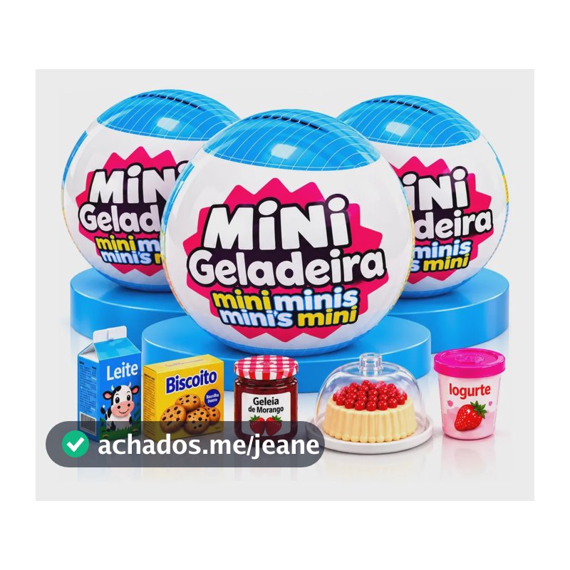 Kit 3 Bolas Surpresa Cápsula Mini Brands Hc-3006 Azul Colecionável Miniatura Realista Brinquedo Infantil