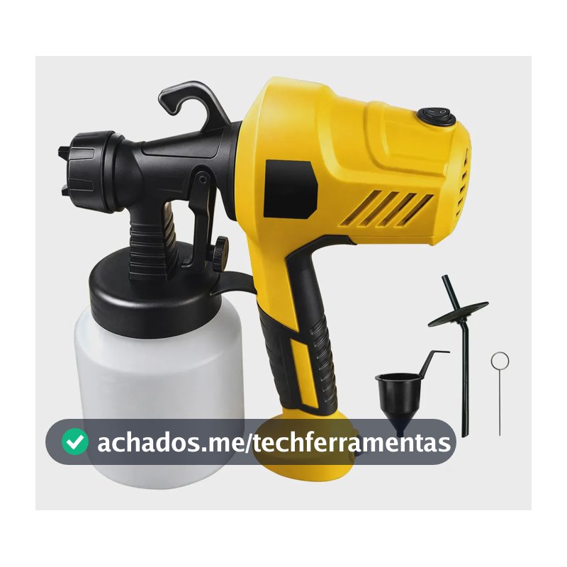 Pistola De Pintura Elétrica Pulverizador 800ml Profissional Amarelo 220v