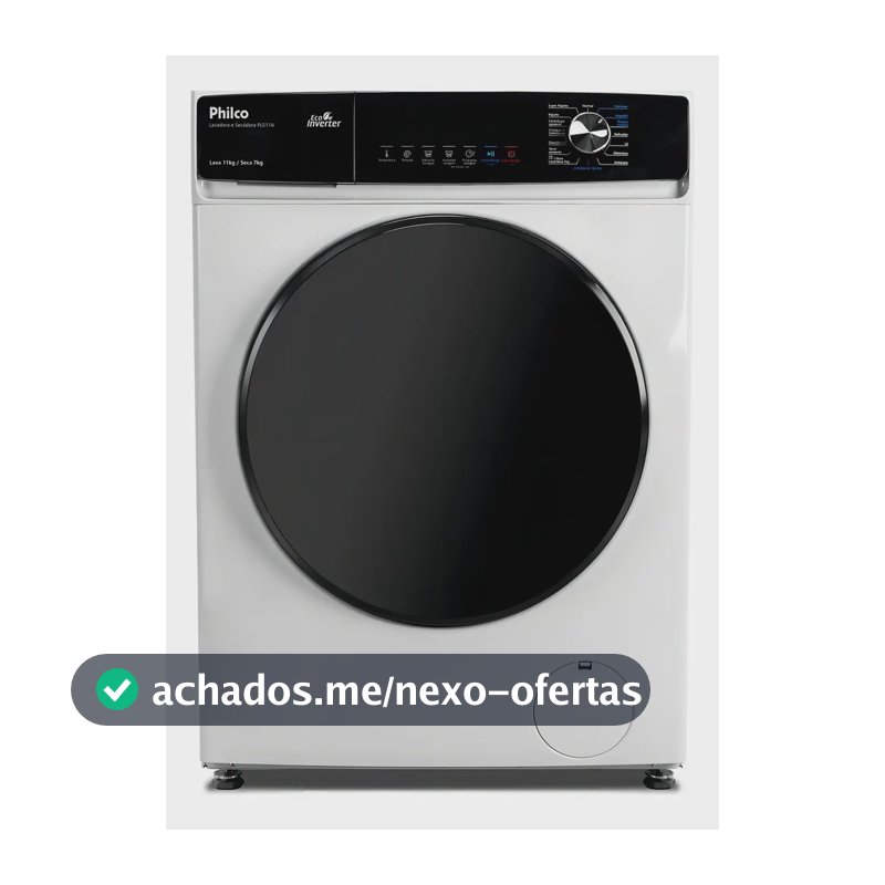 Lava E Seca Philco 11kg Pls11a Invertplus 16 Programas Branco