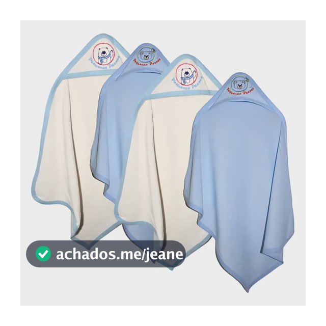 Kit 4 Toalha De Banho Bebê Capuz Bordada Algodão