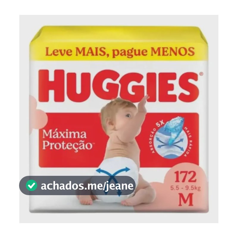 Fralda Máxima Proteção M 172 Unidades Huggies M