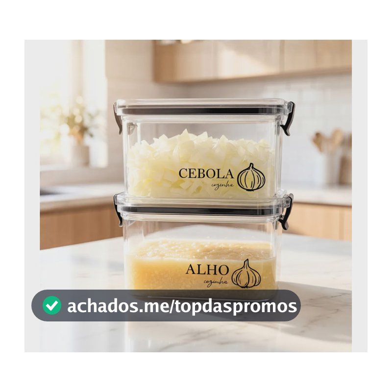 Kit 2 Potes Herméticos Porta Alho E Porta Cebola 460ml Kit Alho E Cebola
